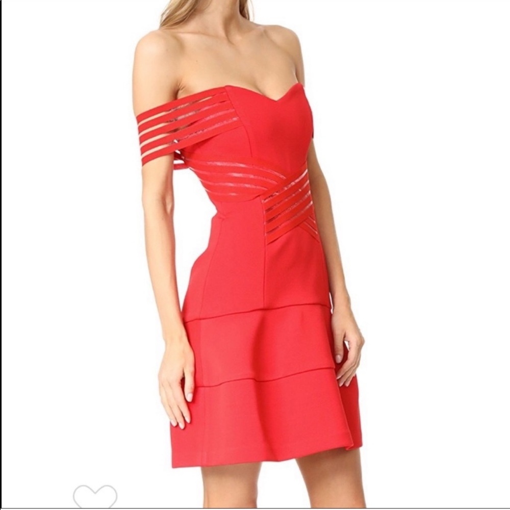 NICHOLAS Poppy Red Bandage Off-Shoulder Dress NWT